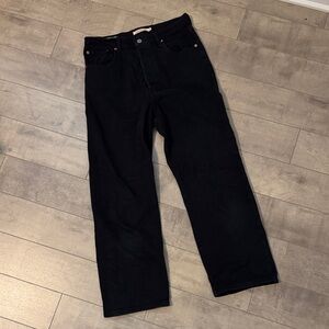 Levi's Black Ribcage Straight Ankle with Copper Details